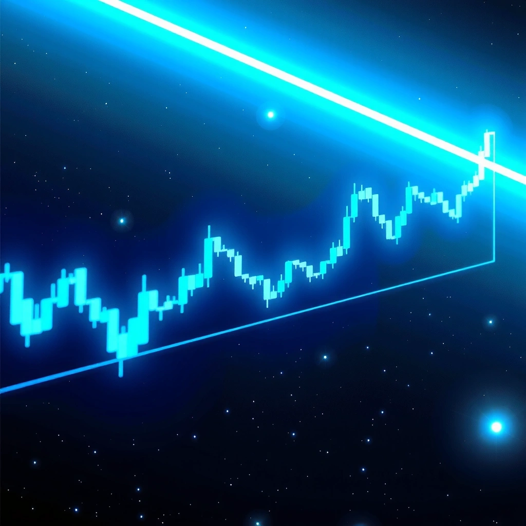Gráficos de velas de trading flotando en el espacio profundo